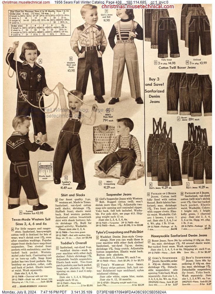 1956 Sears Fall Winter Catalog, Page 408