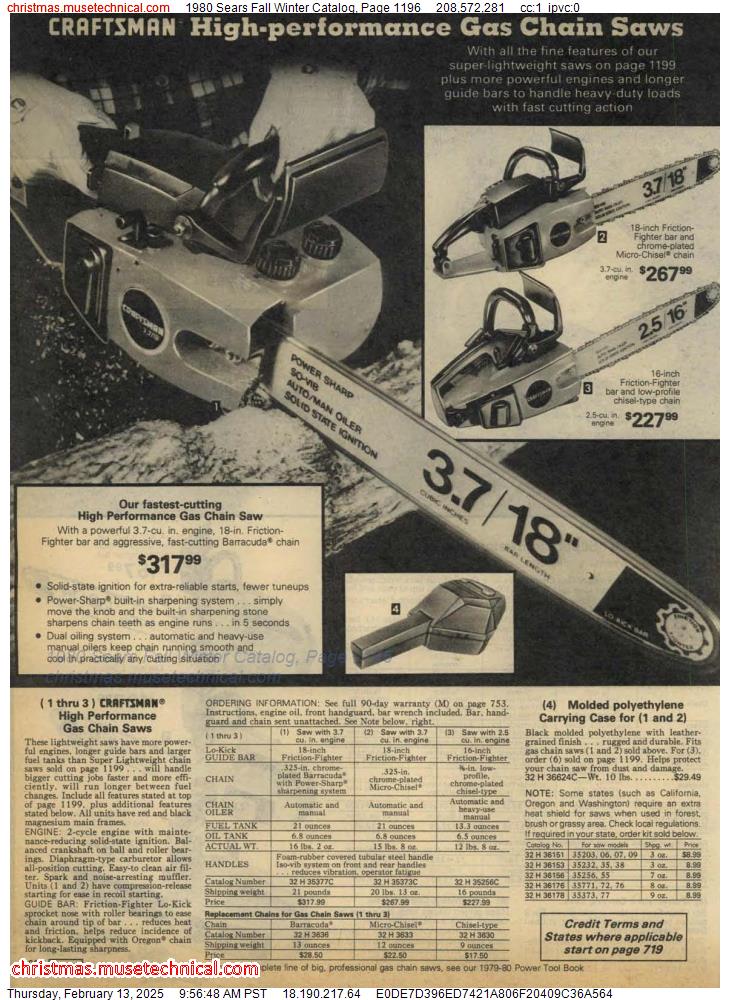 1980 Sears Fall Winter Catalog, Page 1196