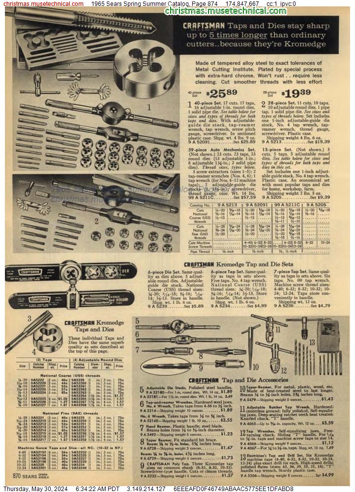1965 Sears Spring Summer Catalog, Page 874