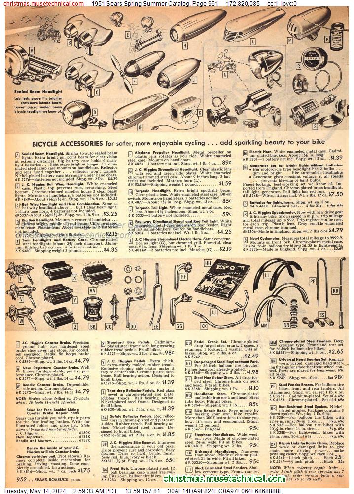 1951 Sears Spring Summer Catalog, Page 961