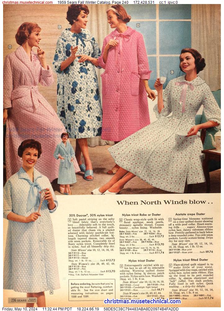 1959 Sears Fall Winter Catalog, Page 240