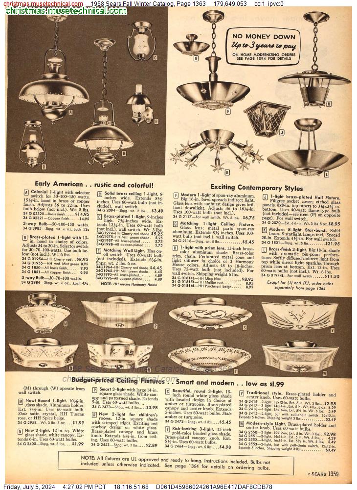 1958 Sears Fall Winter Catalog, Page 1363