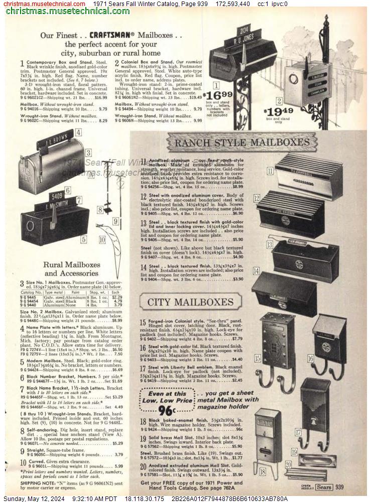 1971 Sears Fall Winter Catalog, Page 939