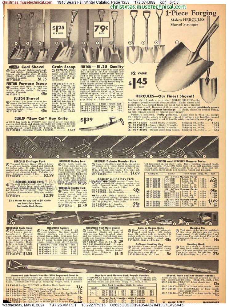 1940 Sears Fall Winter Catalog, Page 1353