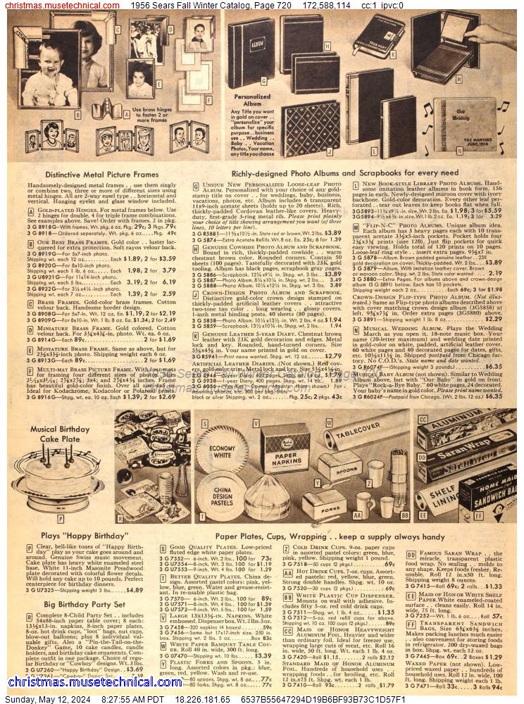 1956 Sears Fall Winter Catalog, Page 720