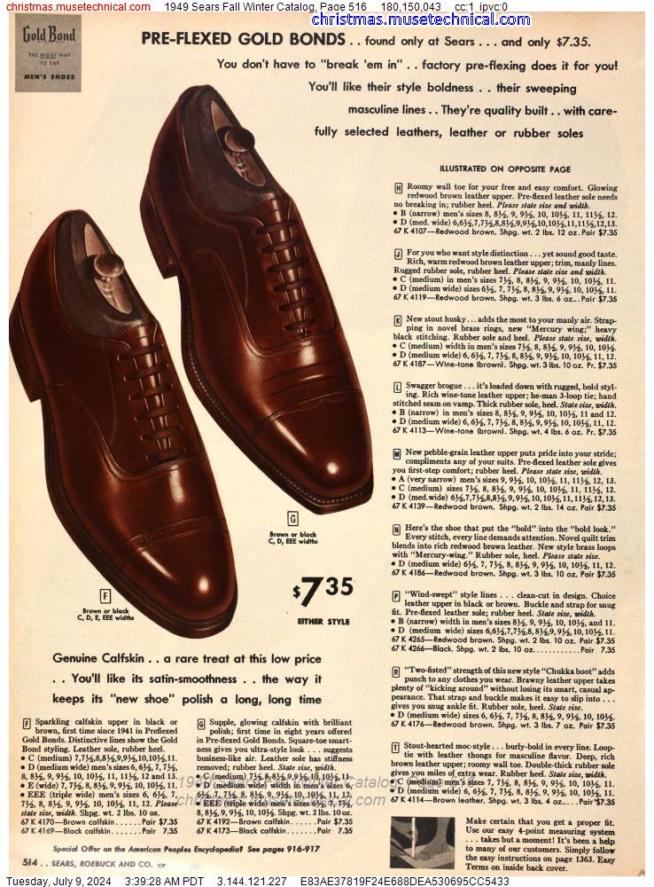 1949 Sears Fall Winter Catalog, Page 516