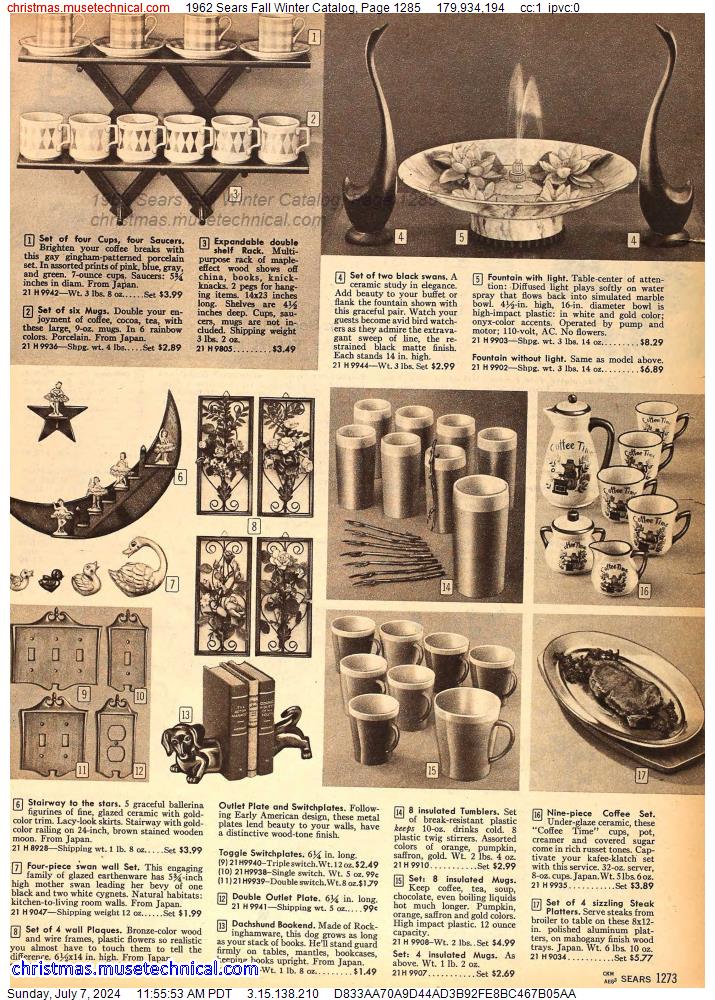 1962 Sears Fall Winter Catalog, Page 1285