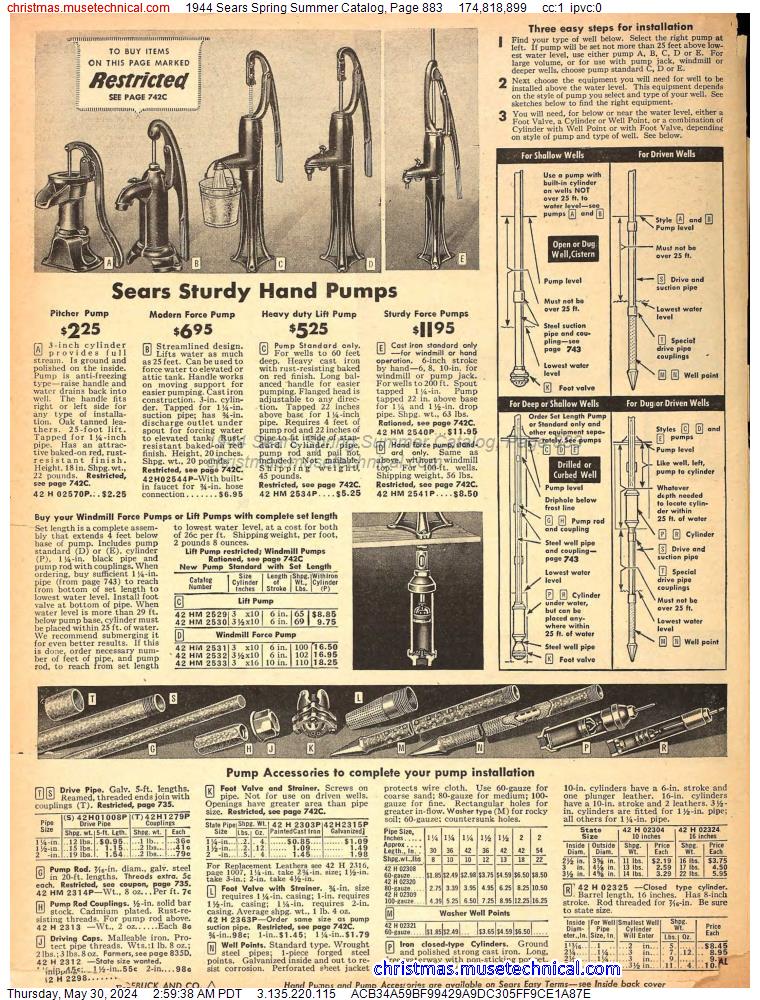 1944 Sears Spring Summer Catalog, Page 883