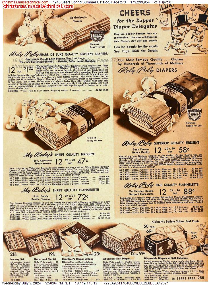 1940 Sears Spring Summer Catalog, Page 273
