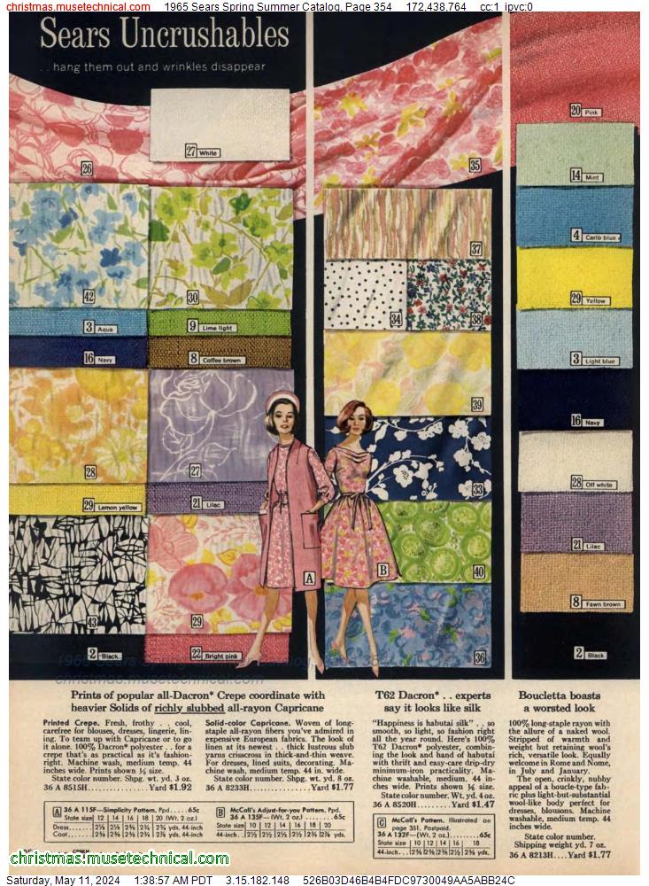 1965 Sears Spring Summer Catalog, Page 354