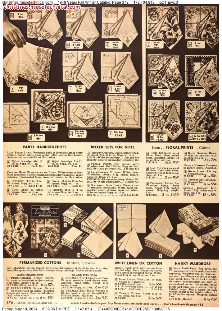 1949 Sears Fall Winter Catalog, Page 378