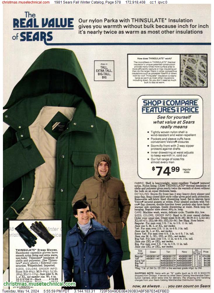 1981 Sears Fall Winter Catalog, Page 578