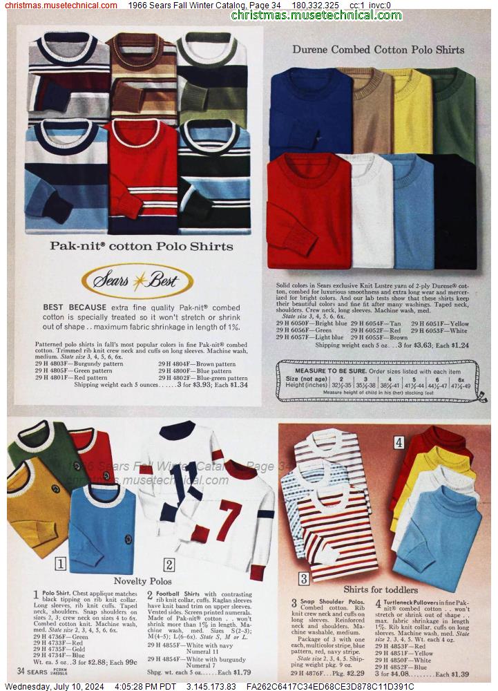 1966 Sears Fall Winter Catalog, Page 34