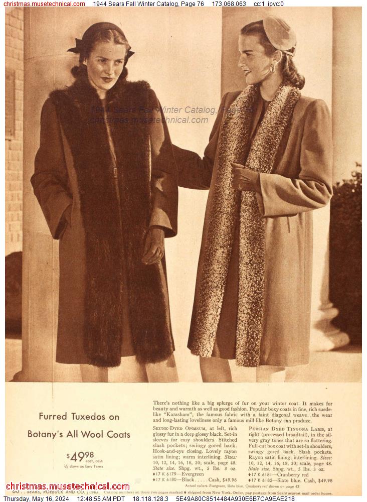 1944 Sears Fall Winter Catalog, Page 76