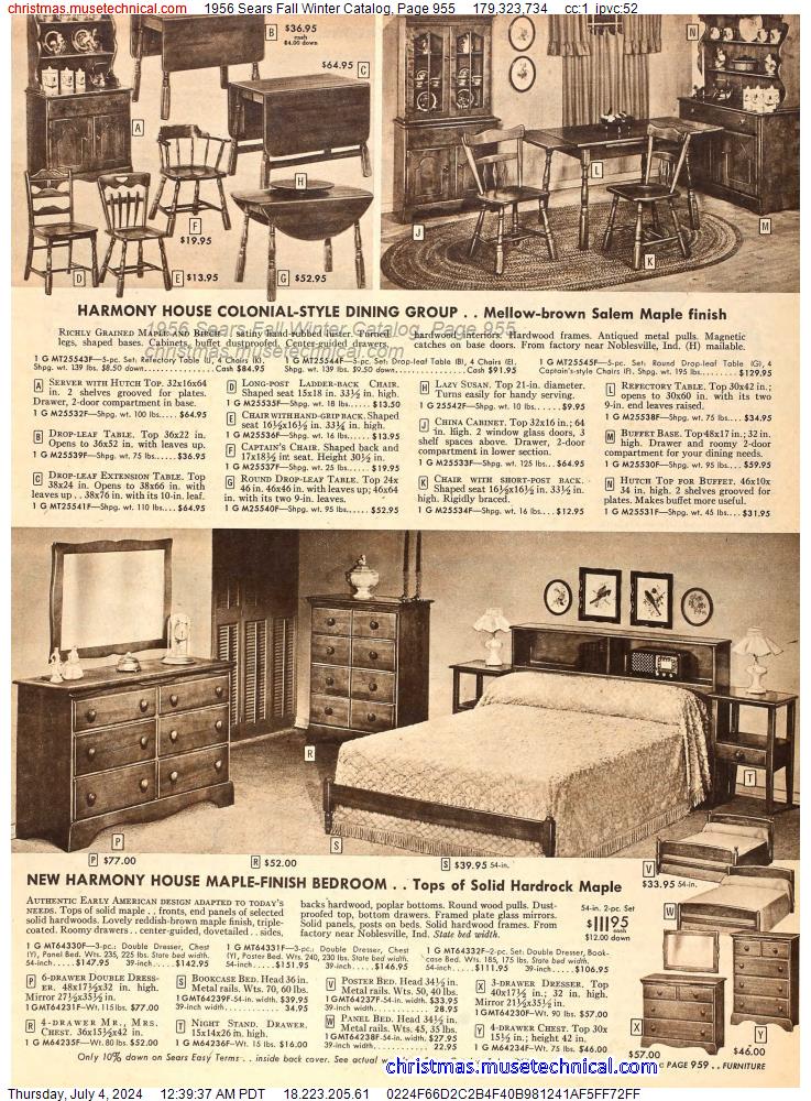 1956 Sears Fall Winter Catalog, Page 955