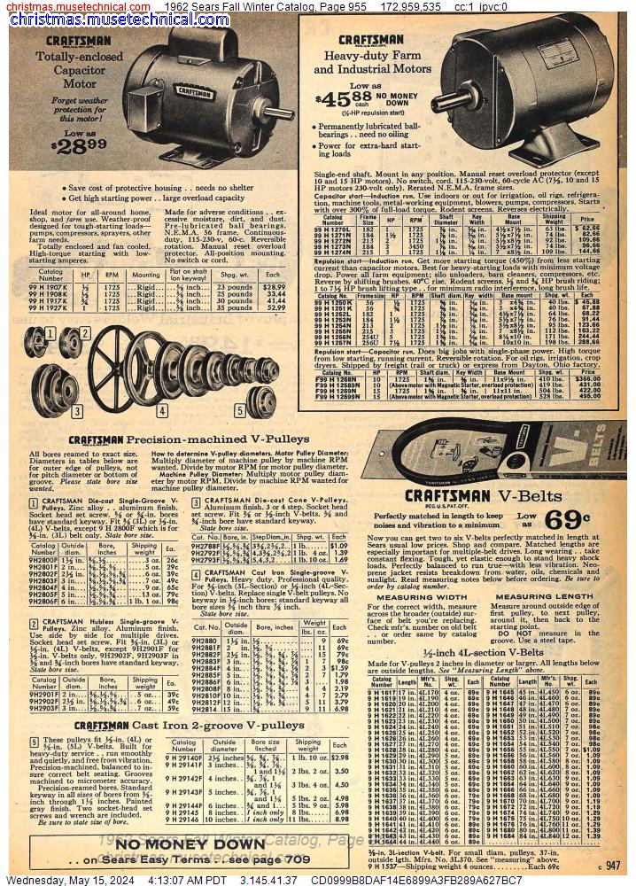 1962 Sears Fall Winter Catalog, Page 955
