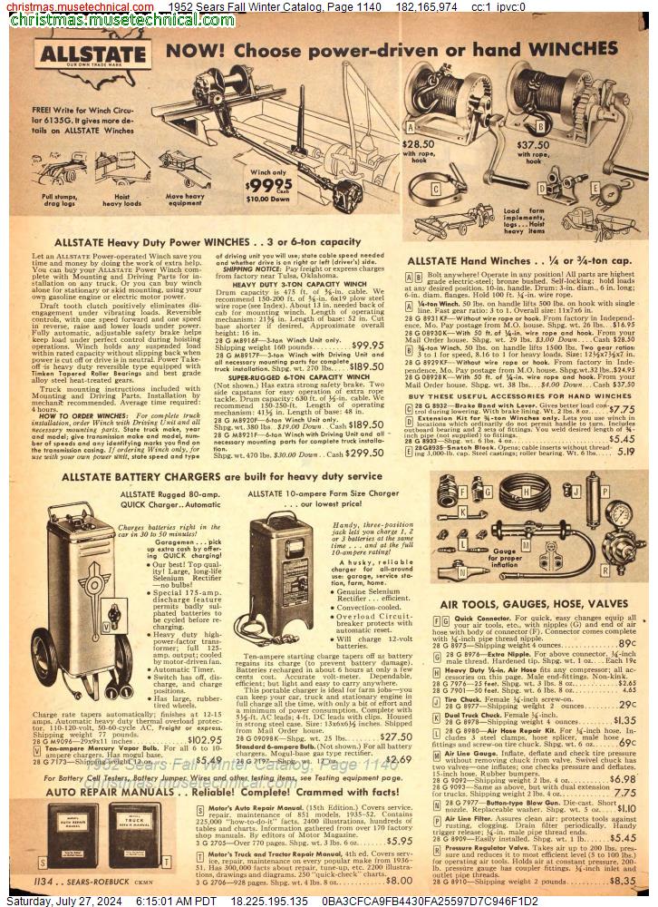 1952 Sears Fall Winter Catalog, Page 1140