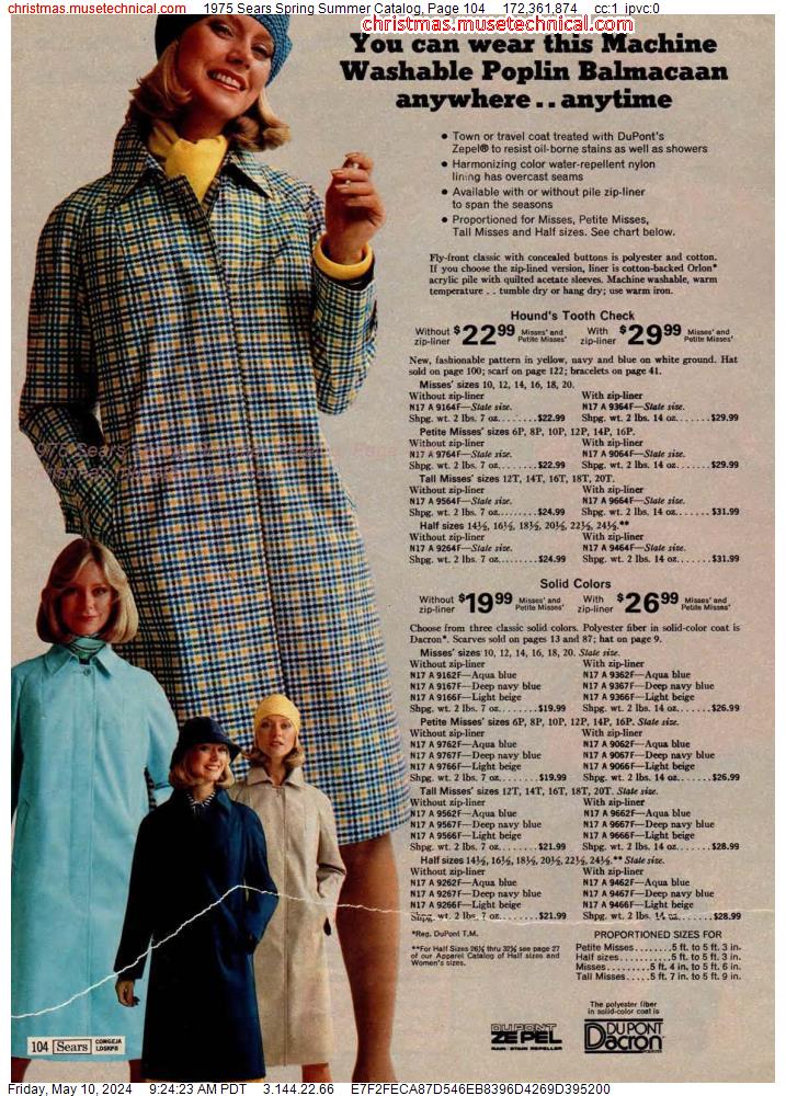 1975 Sears Spring Summer Catalog, Page 104