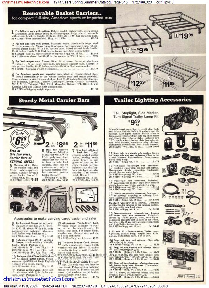 1974 Sears Spring Summer Catalog, Page 615