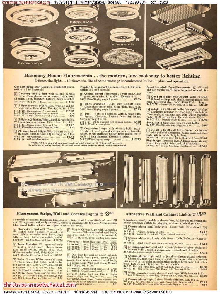 1959 Sears Fall Winter Catalog, Page 986
