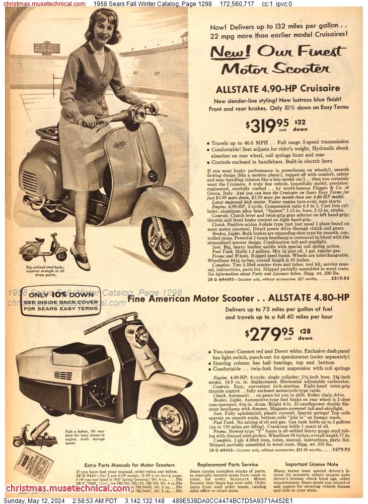 1958 Sears Fall Winter Catalog, Page 1298