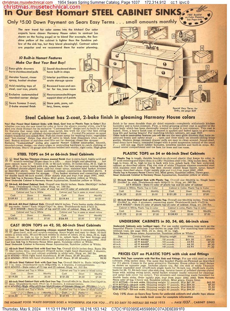 1954 Sears Spring Summer Catalog, Page 1037