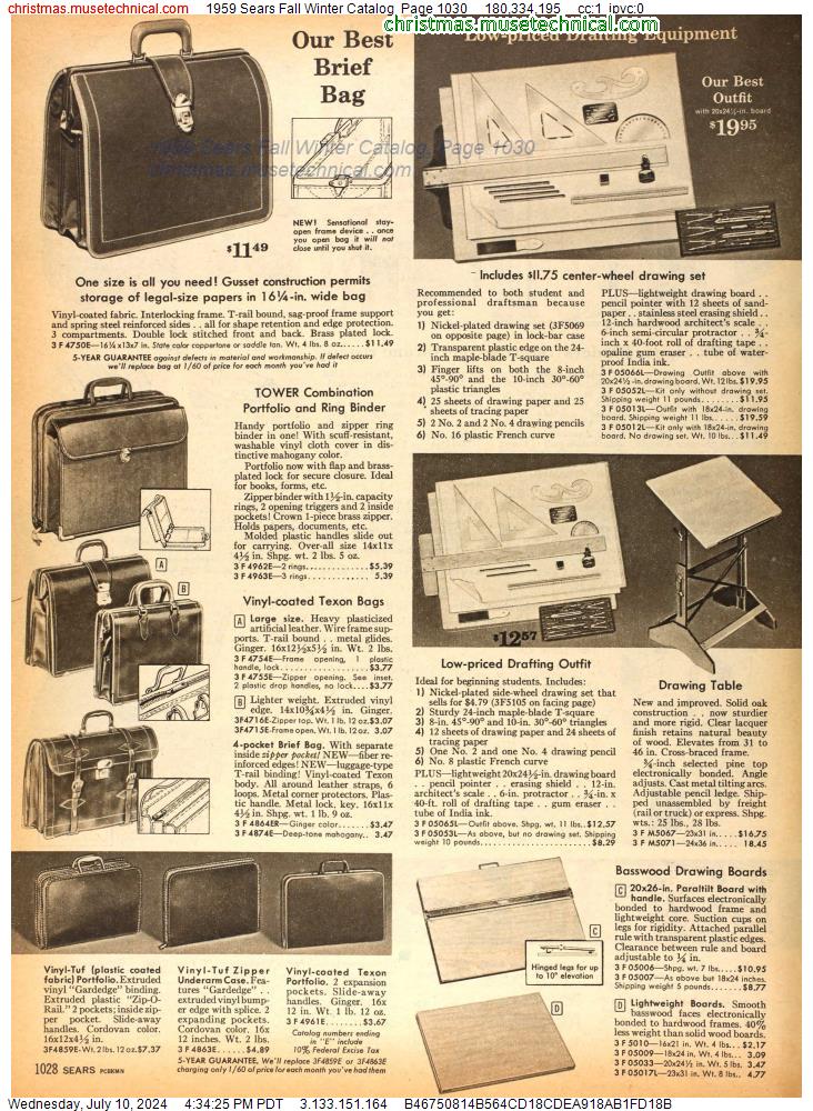 1959 Sears Fall Winter Catalog, Page 1030