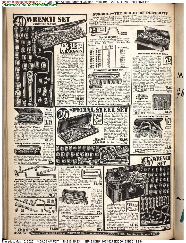 1930 Sears Spring Summer Catalog, Page 404
