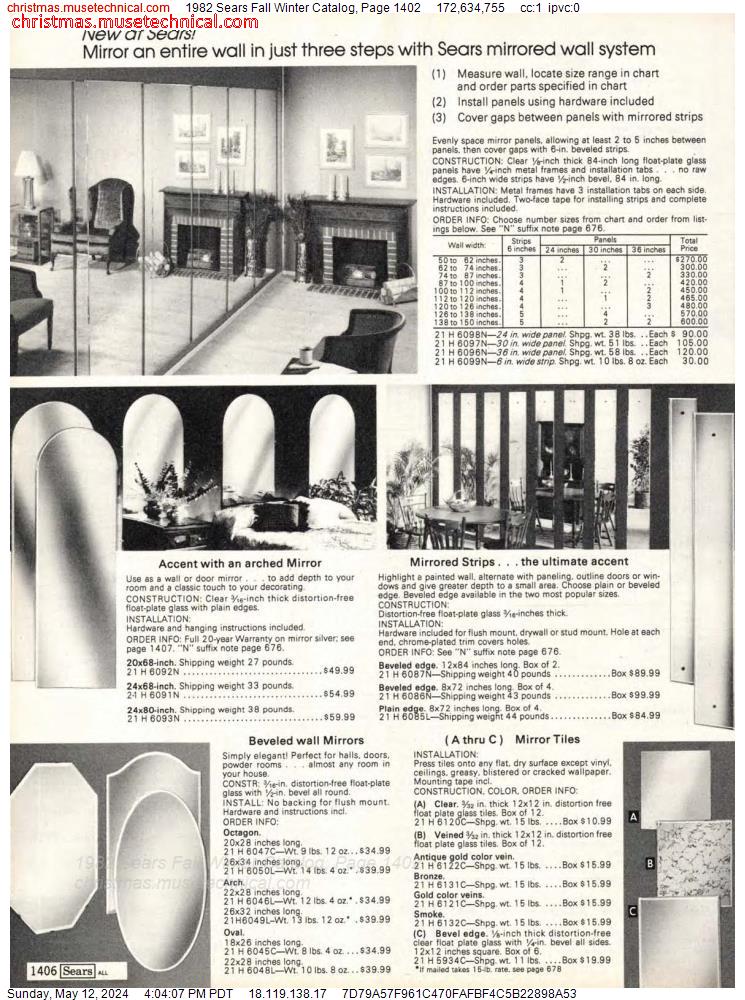1982 Sears Fall Winter Catalog, Page 1402