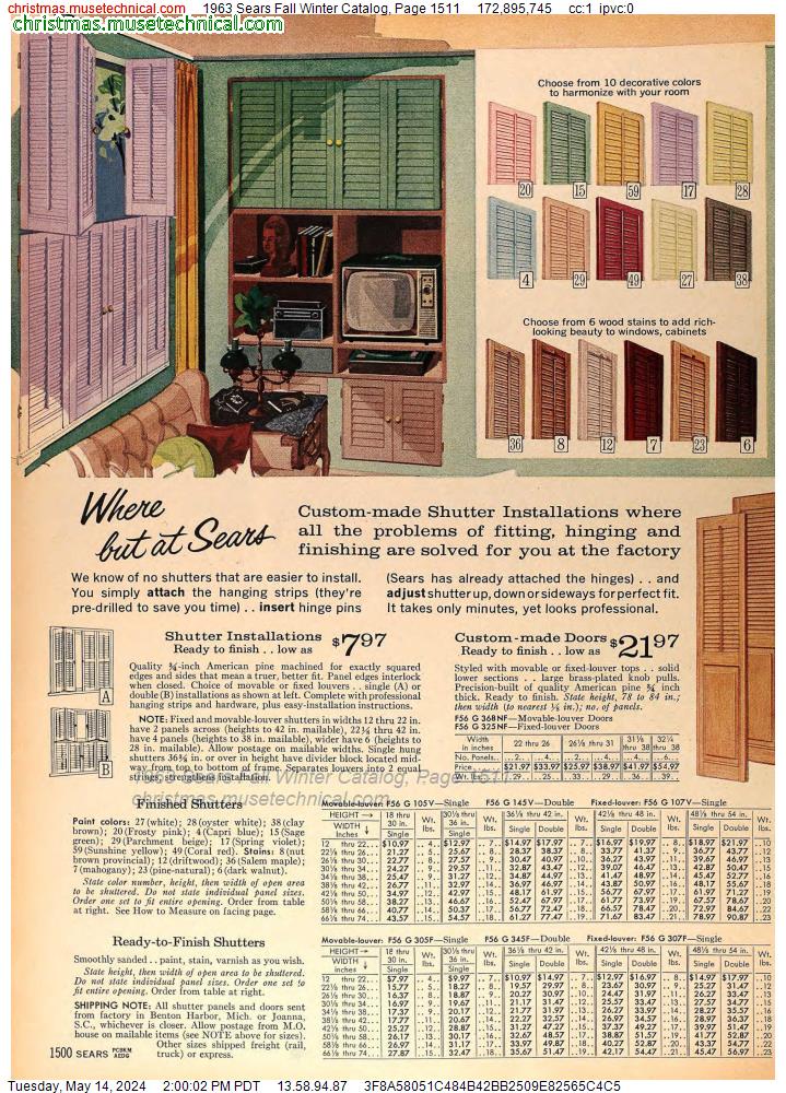 1963 Sears Fall Winter Catalog, Page 1511