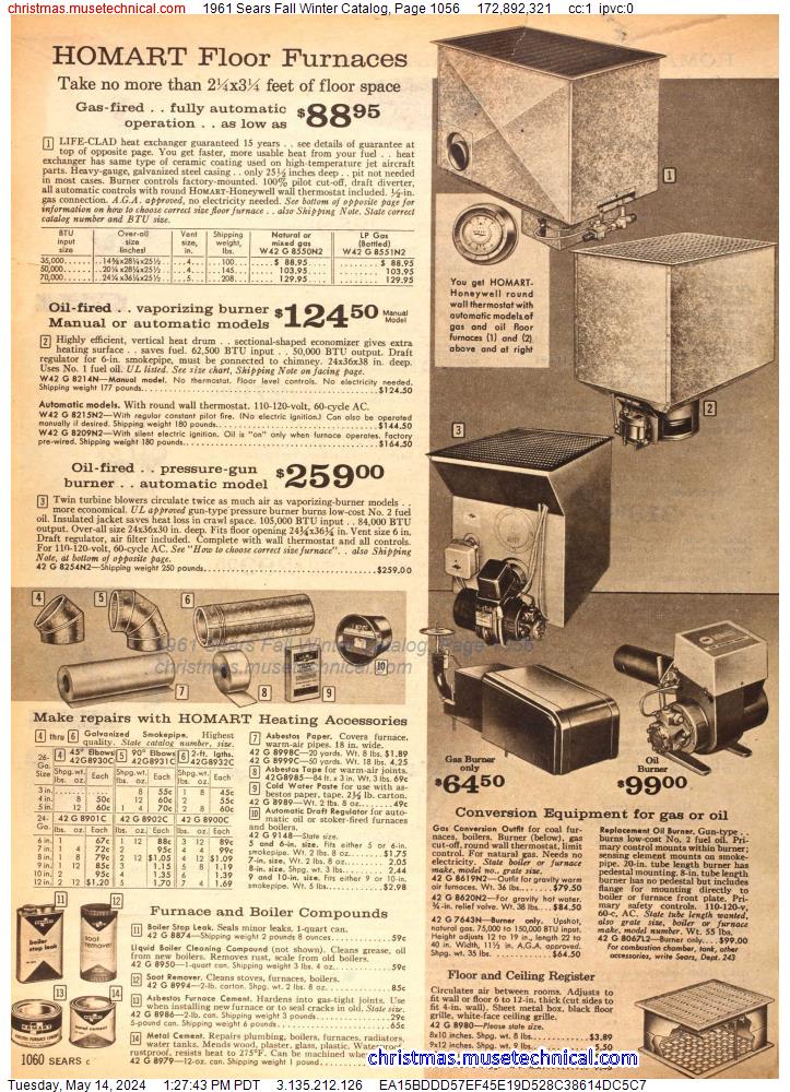 1961 Sears Fall Winter Catalog, Page 1056