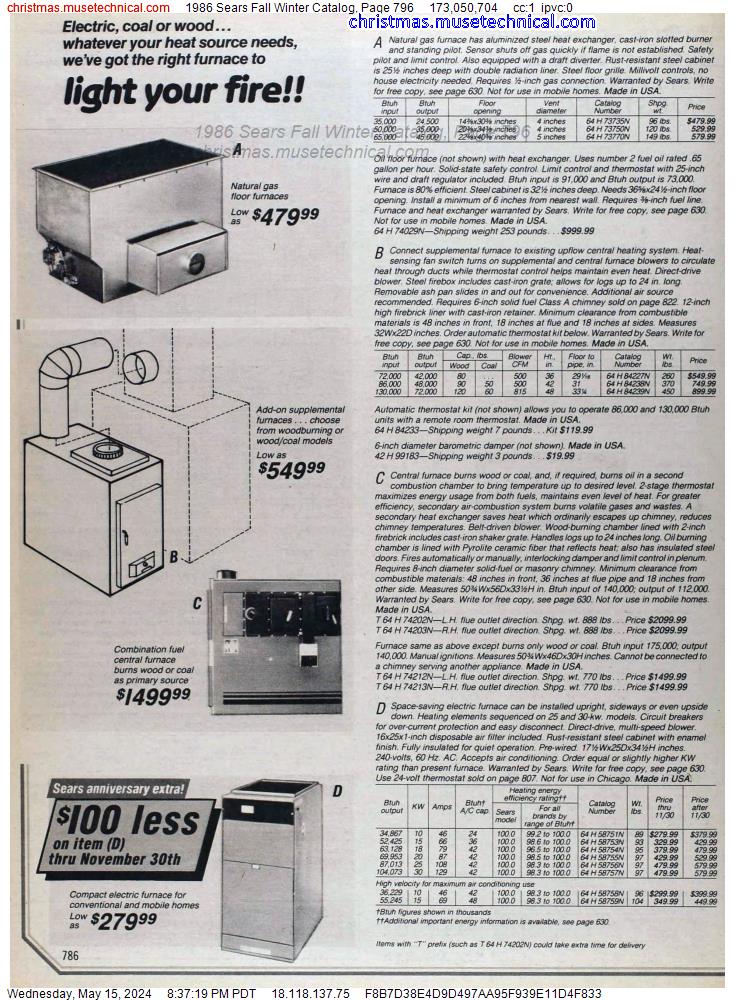 1986 Sears Fall Winter Catalog, Page 796