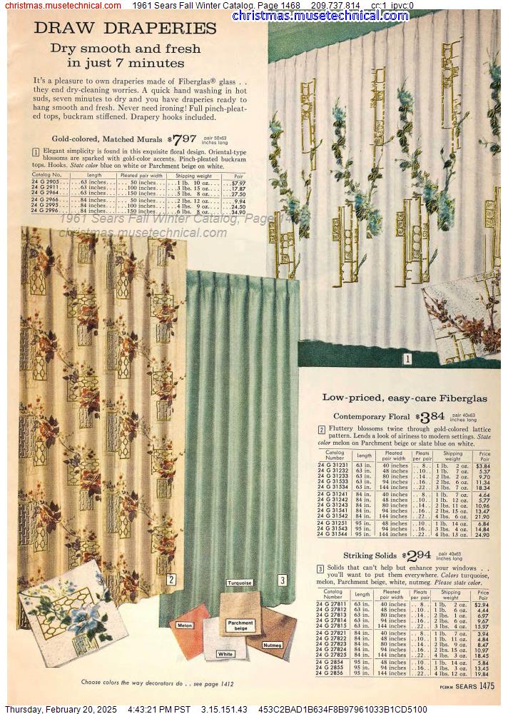 1961 Sears Fall Winter Catalog, Page 1468