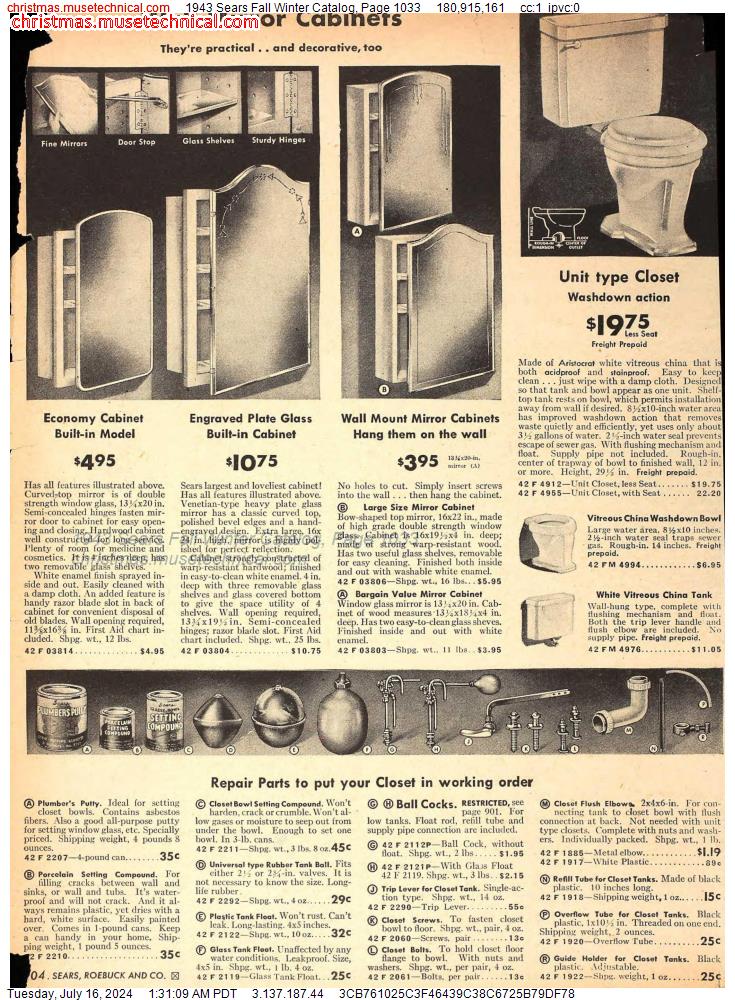 1943 Sears Fall Winter Catalog, Page 1033