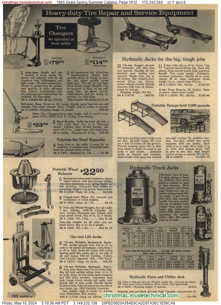 1965 Sears Spring Summer Catalog, Page 1012