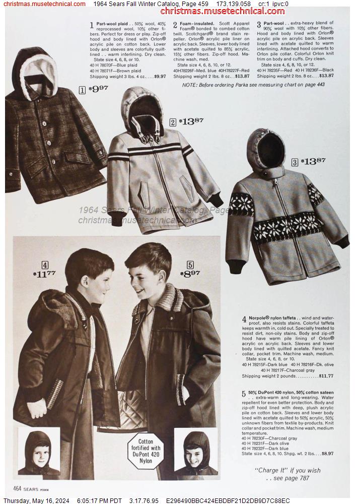 1964 Sears Fall Winter Catalog, Page 459