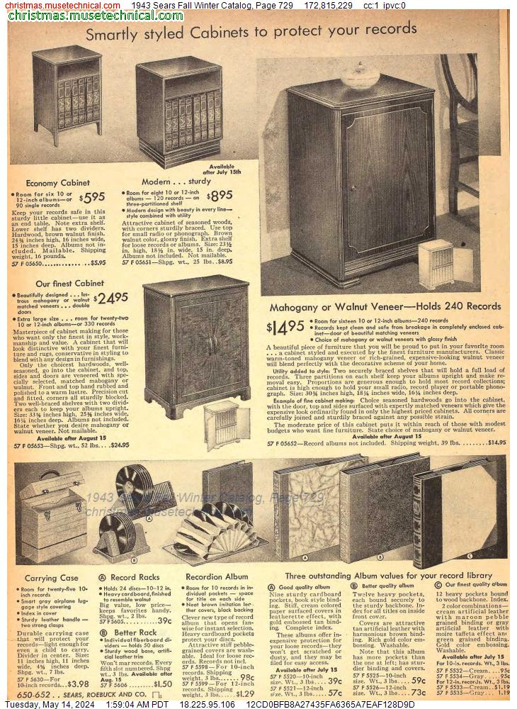 1943 Sears Fall Winter Catalog, Page 729