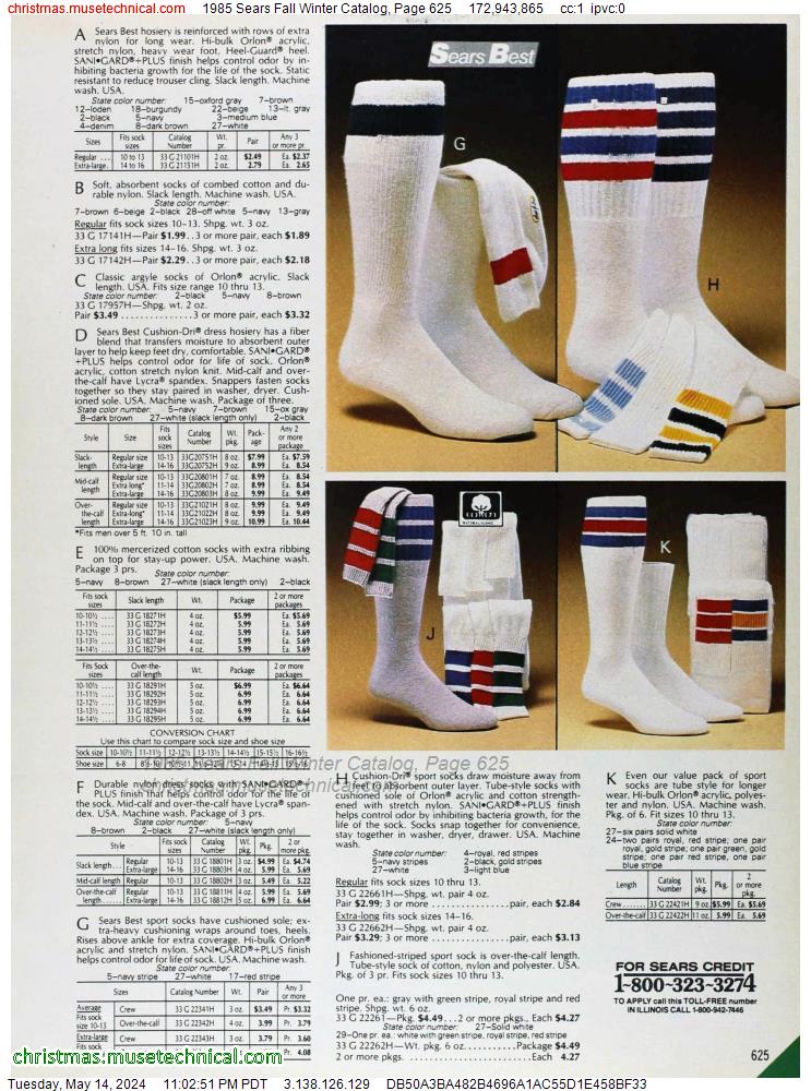 1985 Sears Fall Winter Catalog, Page 625
