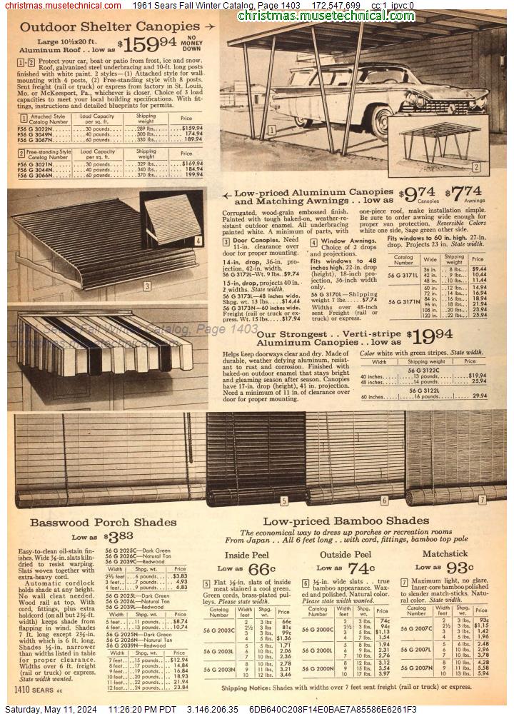 1961 Sears Fall Winter Catalog, Page 1403