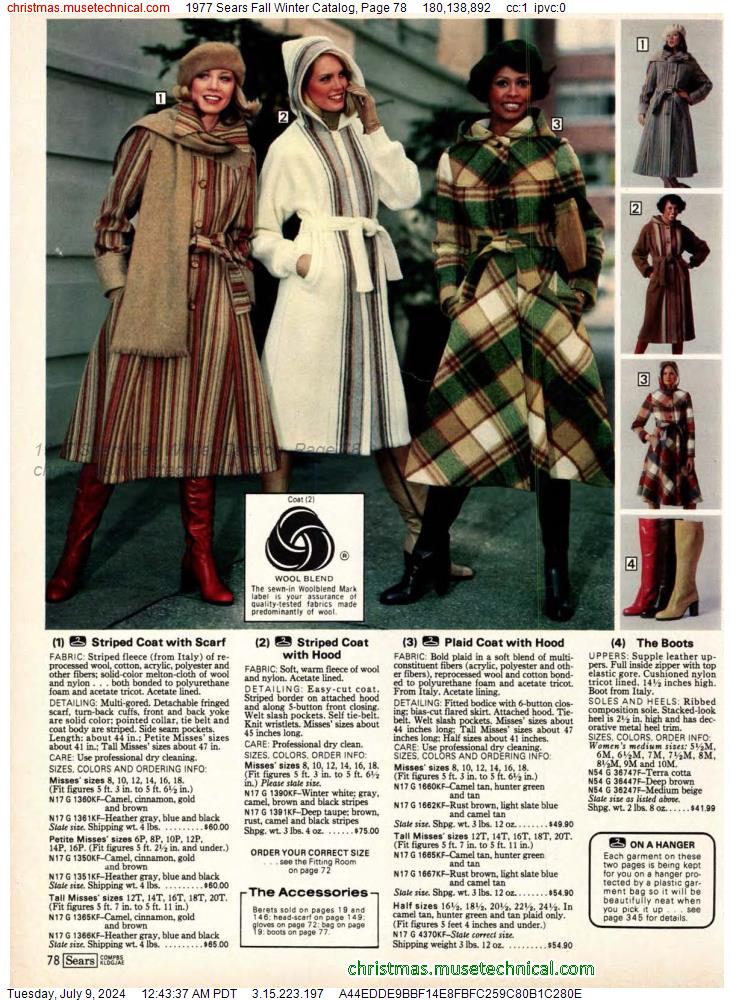 1977 Sears Fall Winter Catalog, Page 78