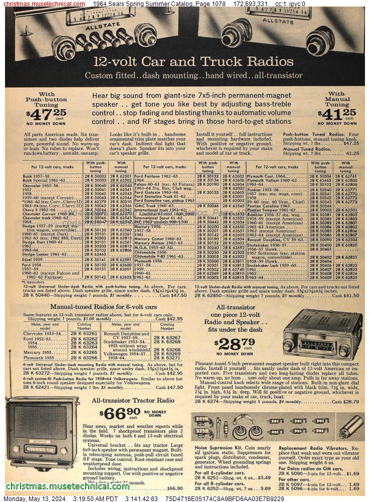 1964 Sears Spring Summer Catalog, Page 1078
