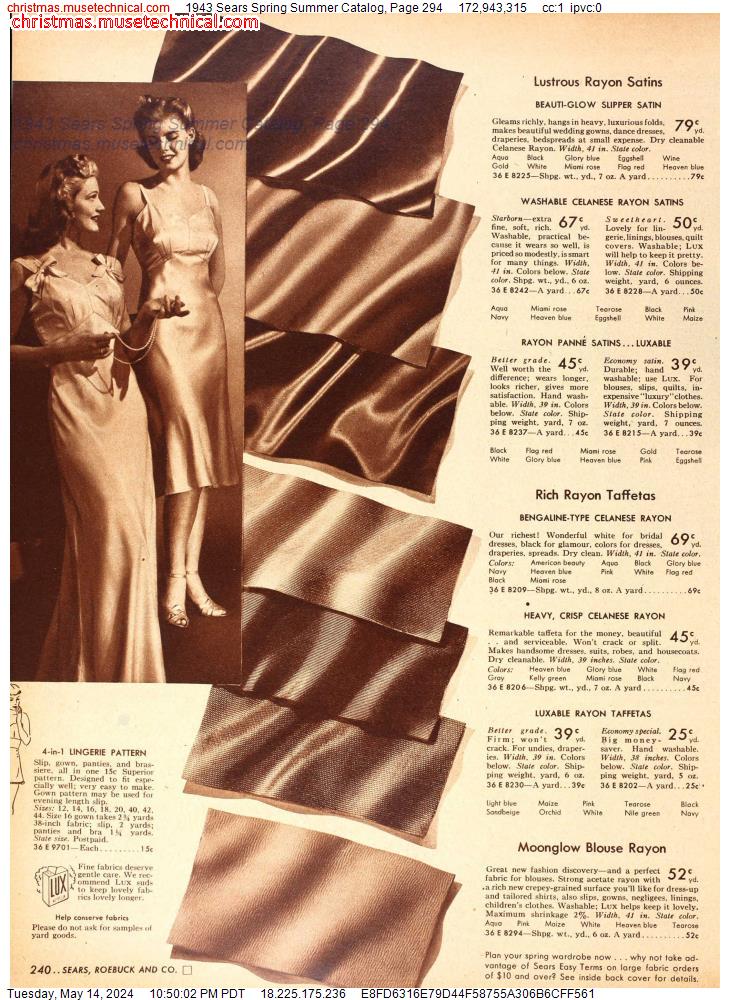 1943 Sears Spring Summer Catalog, Page 294