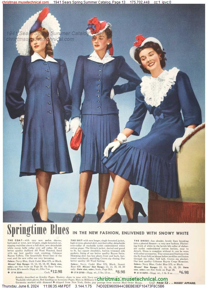1941 Sears Spring Summer Catalog, Page 13