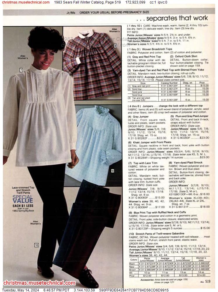1983 Sears Fall Winter Catalog, Page 519