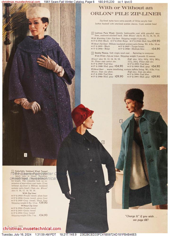 1961 Sears Fall Winter Catalog, Page 6