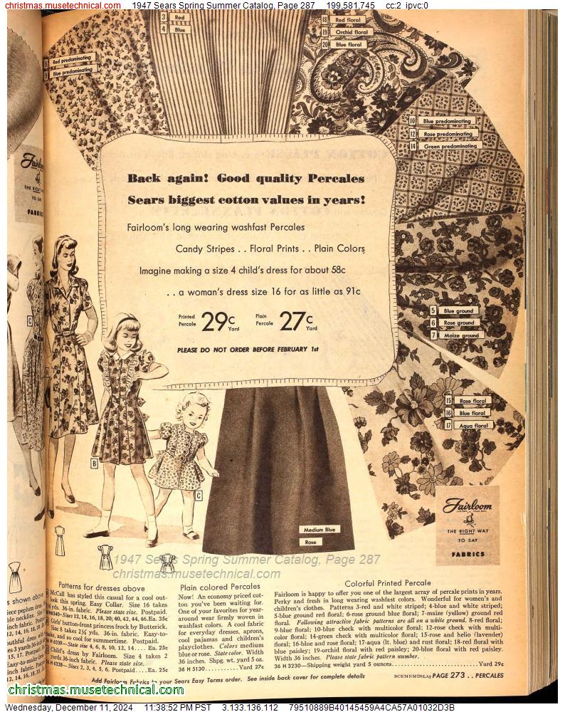 1947 Sears Spring Summer Catalog, Page 287