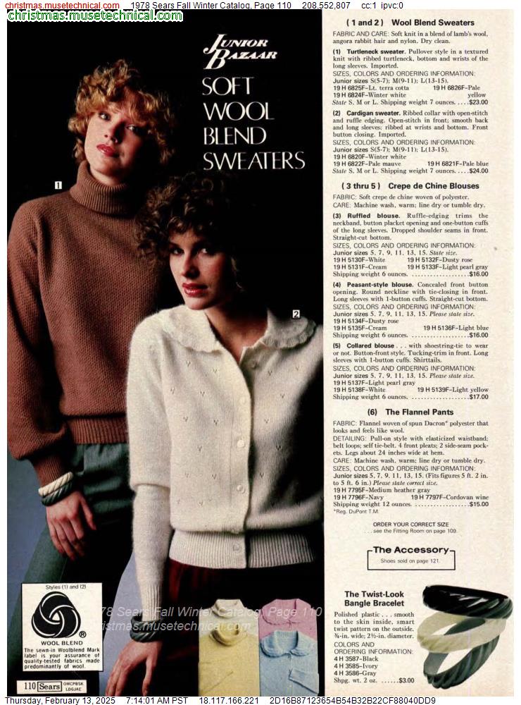 1978 Sears Fall Winter Catalog, Page 110