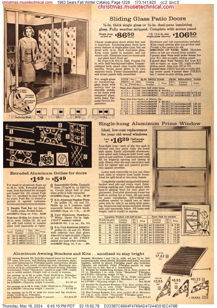 1963 Sears Fall Winter Catalog, Page 1226