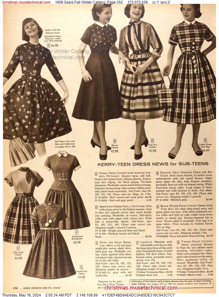 1956 Sears Fall Winter Catalog, Page 352