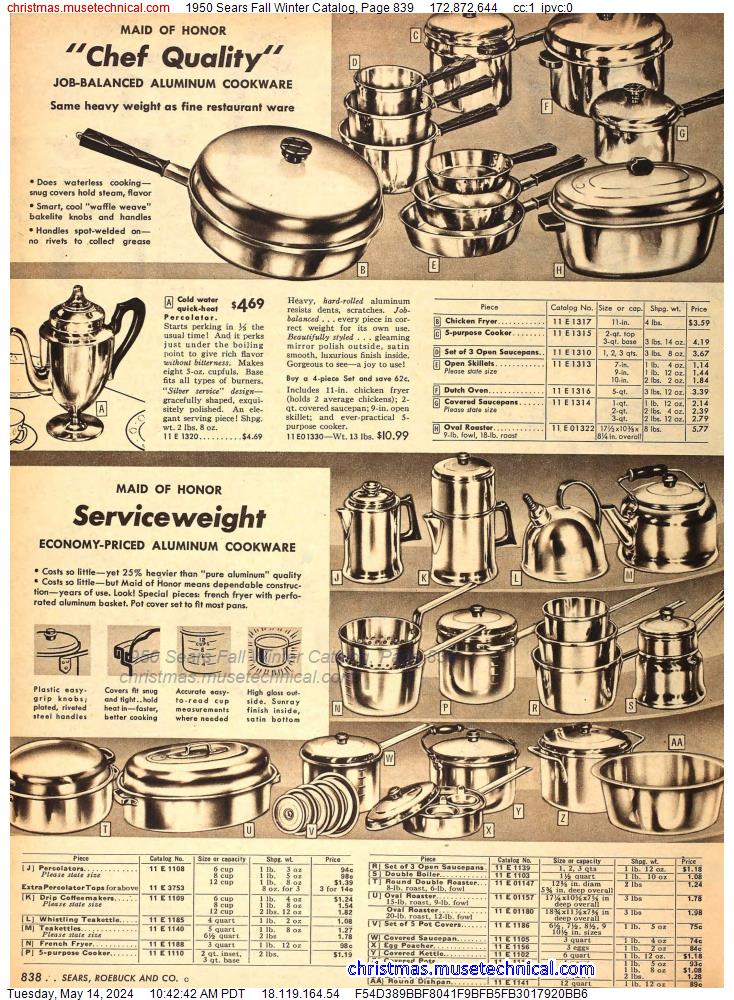 1950 Sears Fall Winter Catalog, Page 839